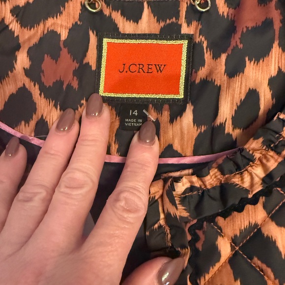J.Crew Quilted Leopard Jacket Size 14 NWT AQ281 Ruffle Trim Statement Coat - Picture 4 of 7